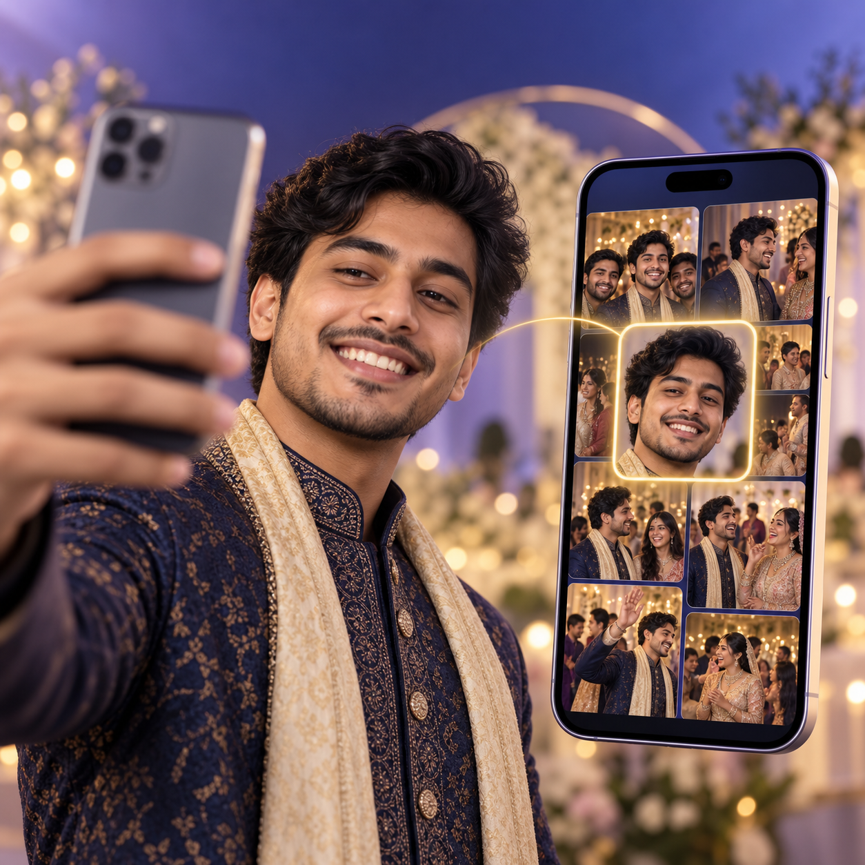 Guest using a selfie to find their event photos